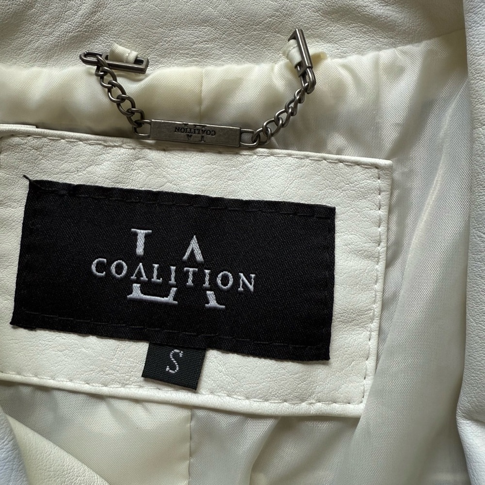 Embroidered studded faux leather moto jacket - Picture 6 of 12